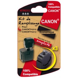 Kit de recharges pour cartouches Canon PG 510 / PG 512 - Noir