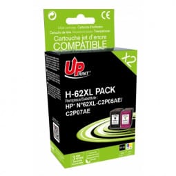 Pack 2 Cartouches HP-62 XL recyclée HP C2P05AE / C2P07AE - Noir / Couleur
