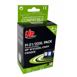 Pack 2 Cartouches HP-21 / HP-22 recyclée HP C9351CE / C9352CE - Noir / Couleur