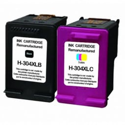 Pack 2 Cartouches HP-304 XL recyclée HP N9K08AE / N9K07AE - Noir / Couleur